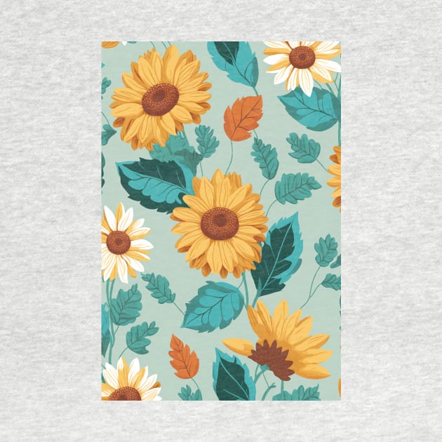 Pastel Colored Sunflowers Pattern by MelihsDump